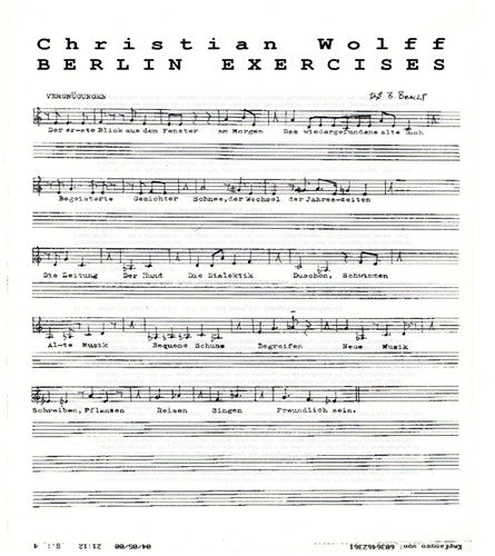 Christian Wolff: Berlin Exercises \ LP