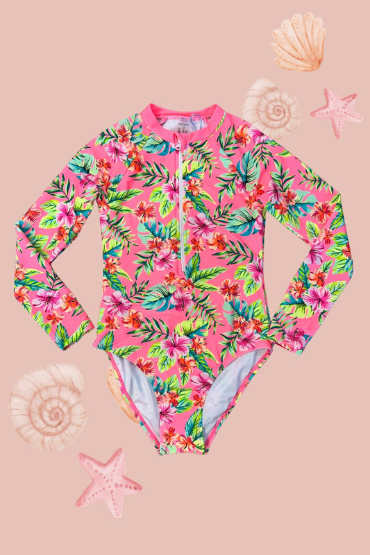 H3114 Long Sleeve Tropical Rash Guard Kids