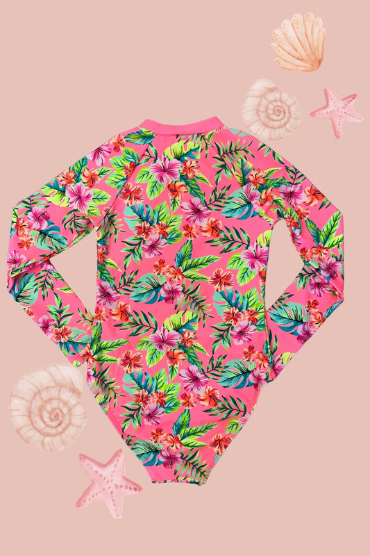 H3115 Long Sleeve Tropical Rash Guard Teens