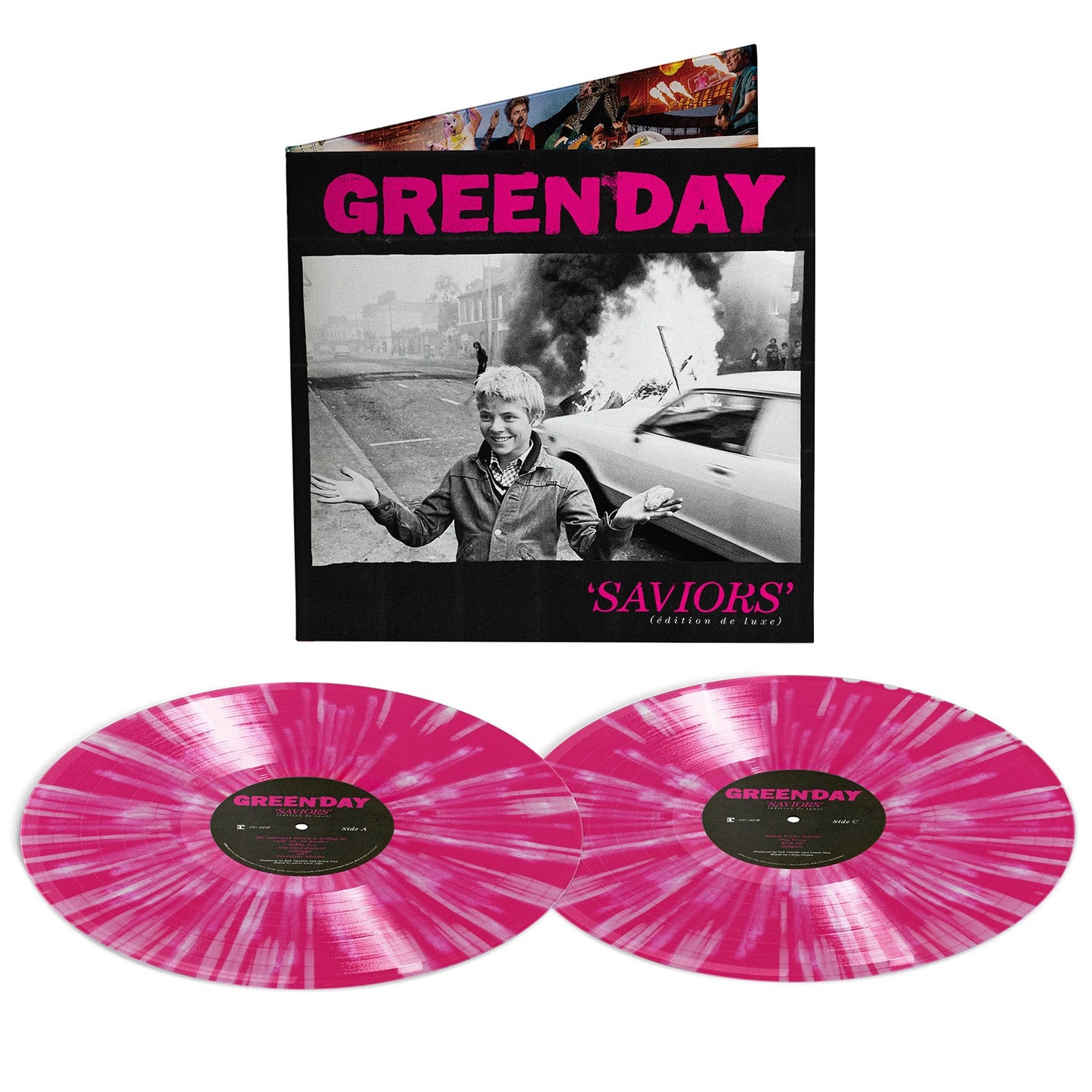 Green Day- Saviors (édition de luxe) (Hot Pink/White Splatter Vinyl) - VINYL
