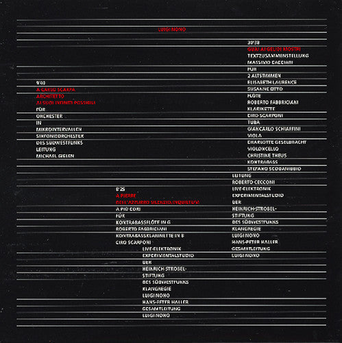 Luigi Nono: Carlo Scarpa \ LP