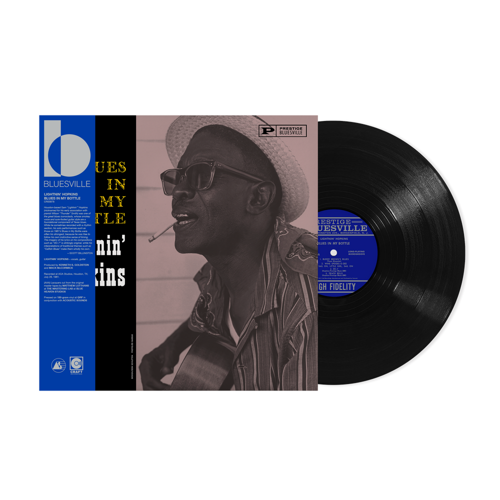 Lightnin' Hopkins- Blues In My Bottle (Bluesville Acoustic Sounds Series) [180g Black Vinyl - paper wrapped jacket] - VINYL
