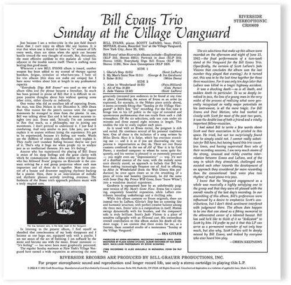 Bill Evans- Sunday At The Village Vanguard (Original Jazz Classics Series) - VINYL
