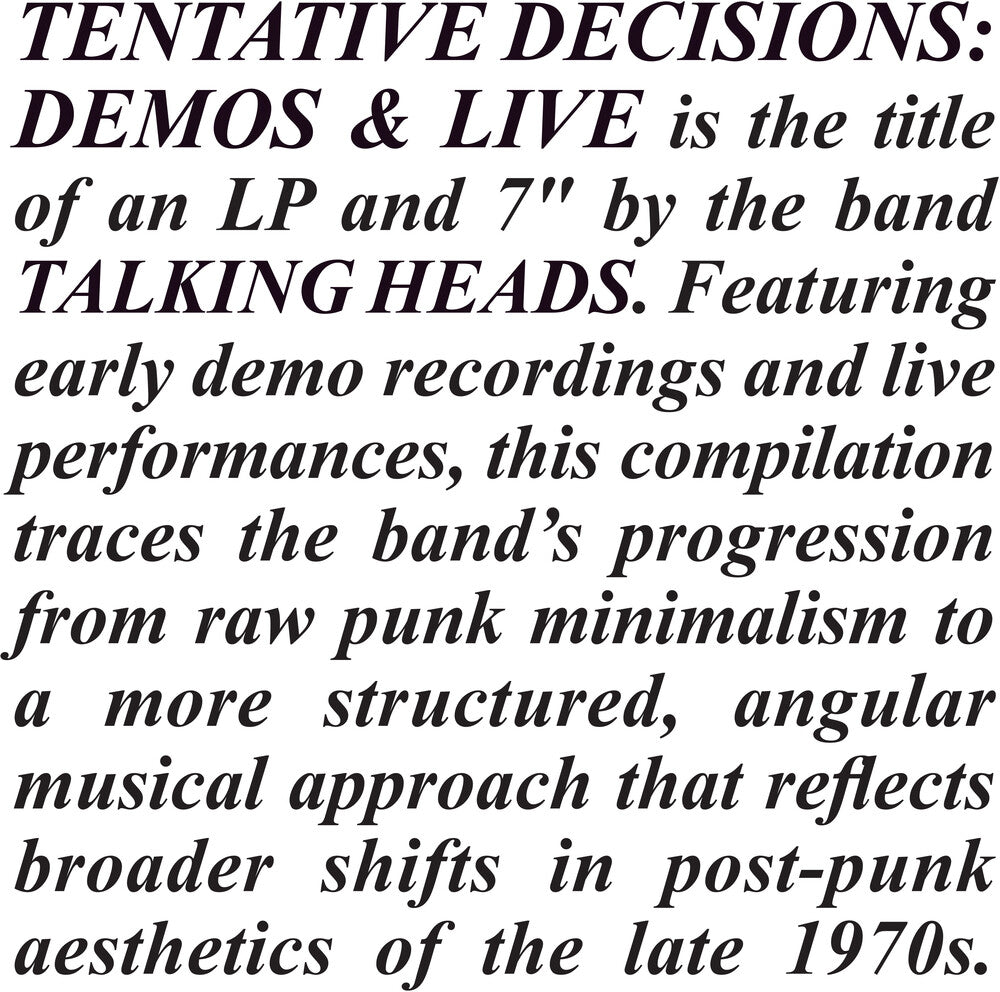 Talking Heads- Tentative Decisions: Demos & Live (Wsv) - VINYL