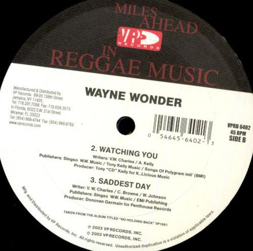 Wayne Wonder: No Letting Go - 12-INCH SINGLE