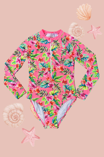 H3114 Long Sleeve Tropical Rash Guard Kids