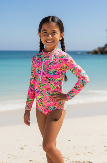 H3114 Long Sleeve Tropical Rash Guard Kids