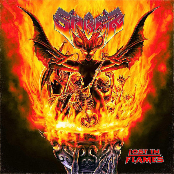 Saber- Lost In Flames - Burning Orange Marble Vinyl - VINYL