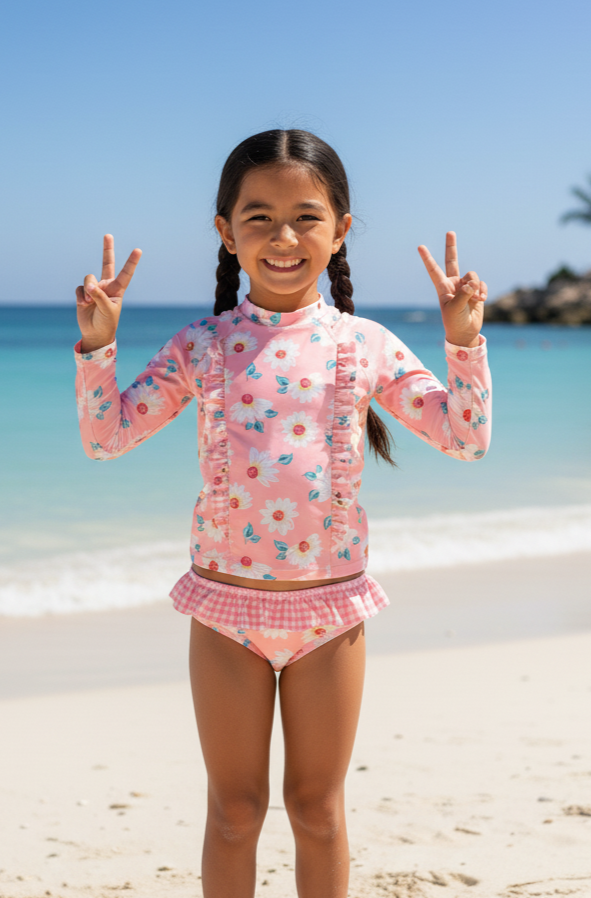 KH3027 Kids Long Sleeve Pink Ruffled