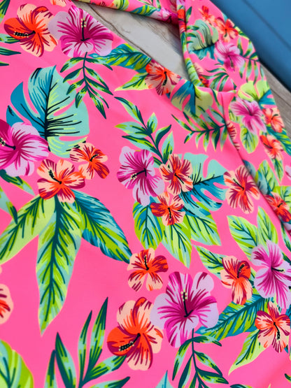 H3115 Long Sleeve Tropical Rash Guard Teens