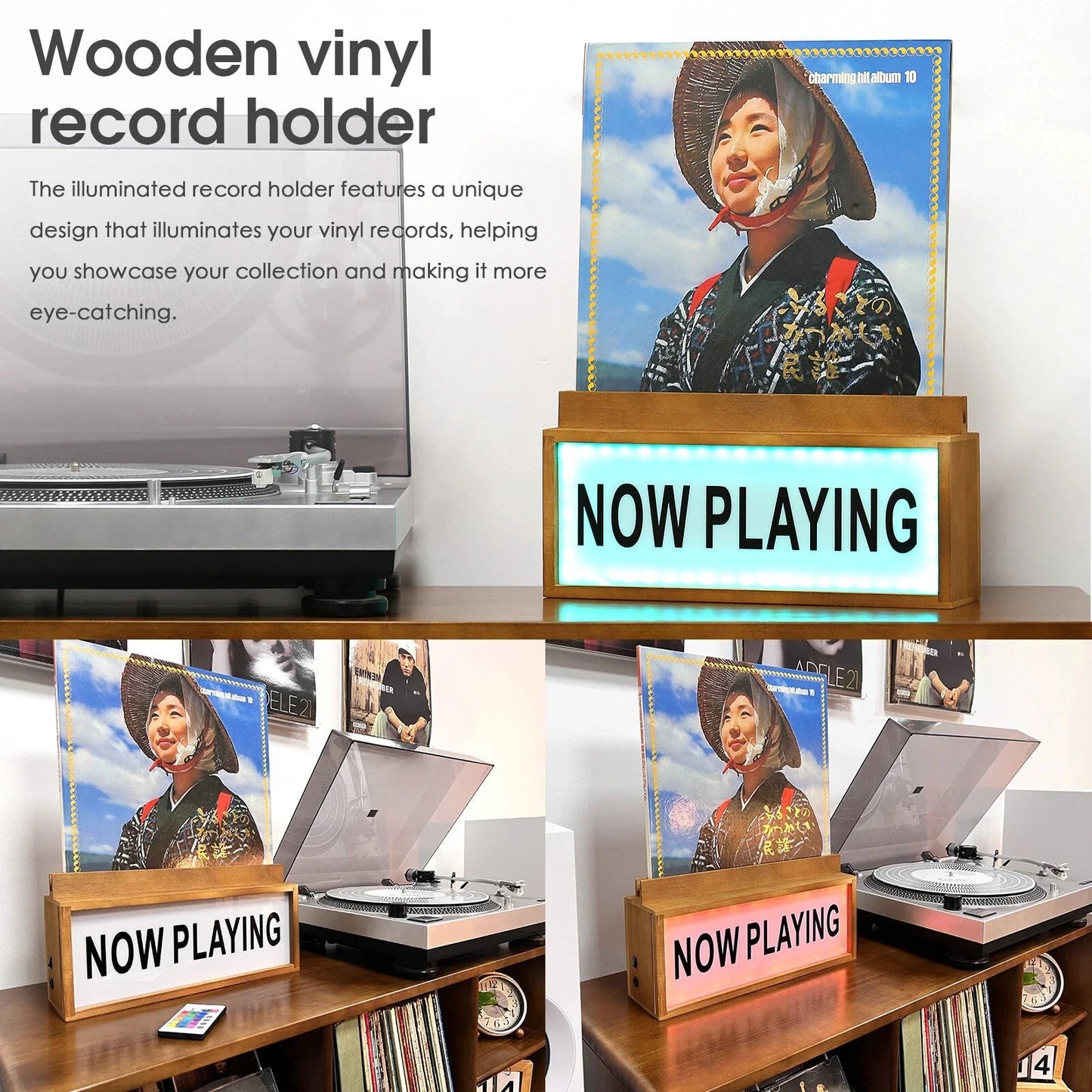 Multicolour LED Lightbox Now Playing Vinyl Record Stand