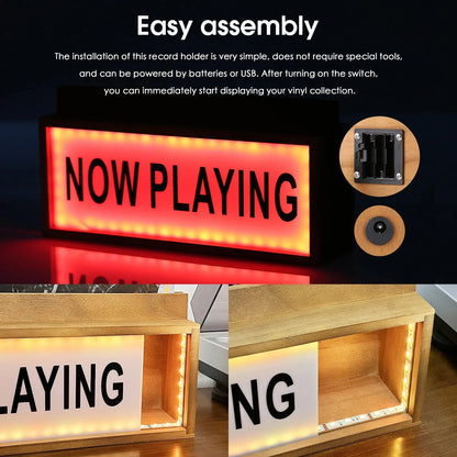 Multicolour LED Lightbox Now Playing Vinyl Record Stand