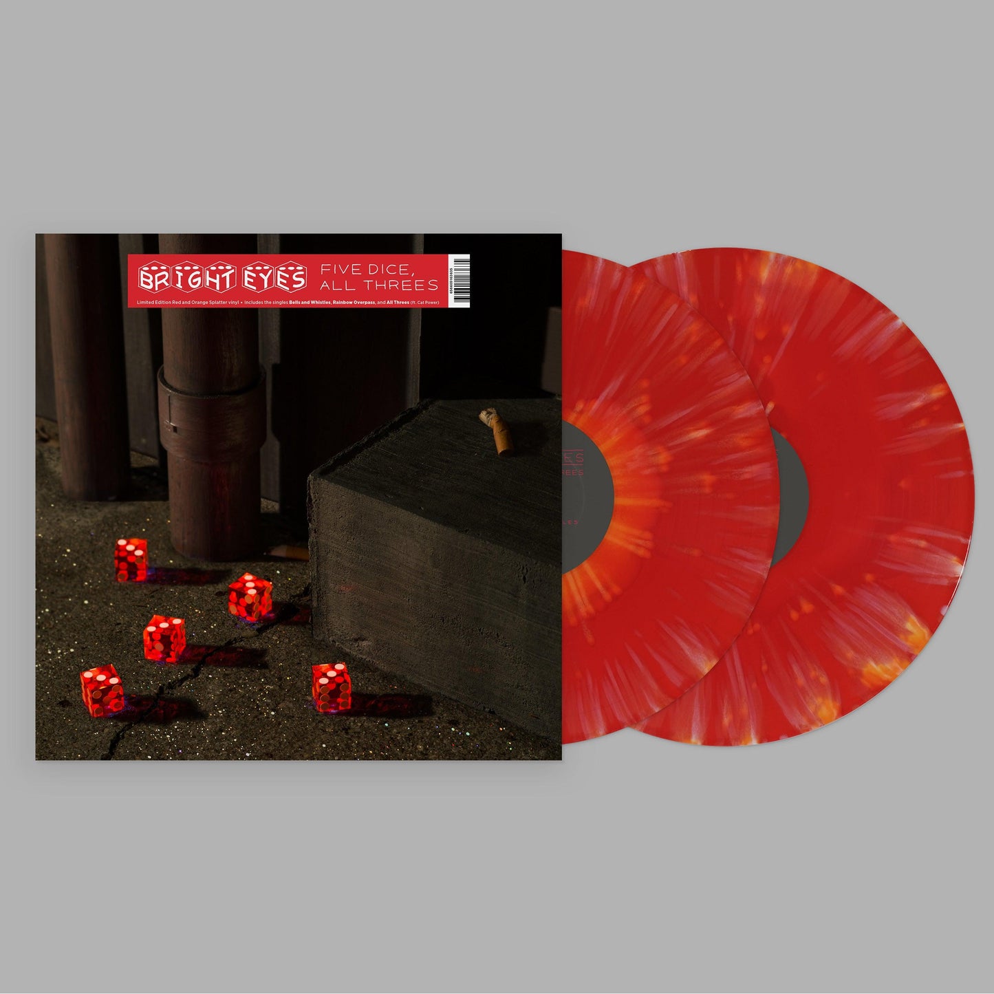 Bright Eyes- Five Dice, All Threes (Red & Orange Splatter 2LP) - VINYL